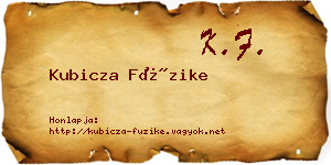 Kubicza Füzike névjegykártya